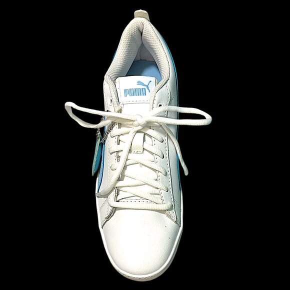 NWOT-PUMA Women's Vikky v3 Leather White and Light Blue Sneakers - Picture 8 of 15